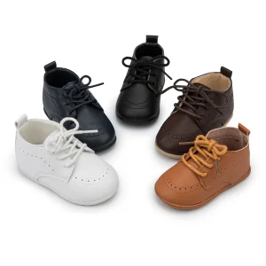 PU Leather Toddler First Walkers Rubber